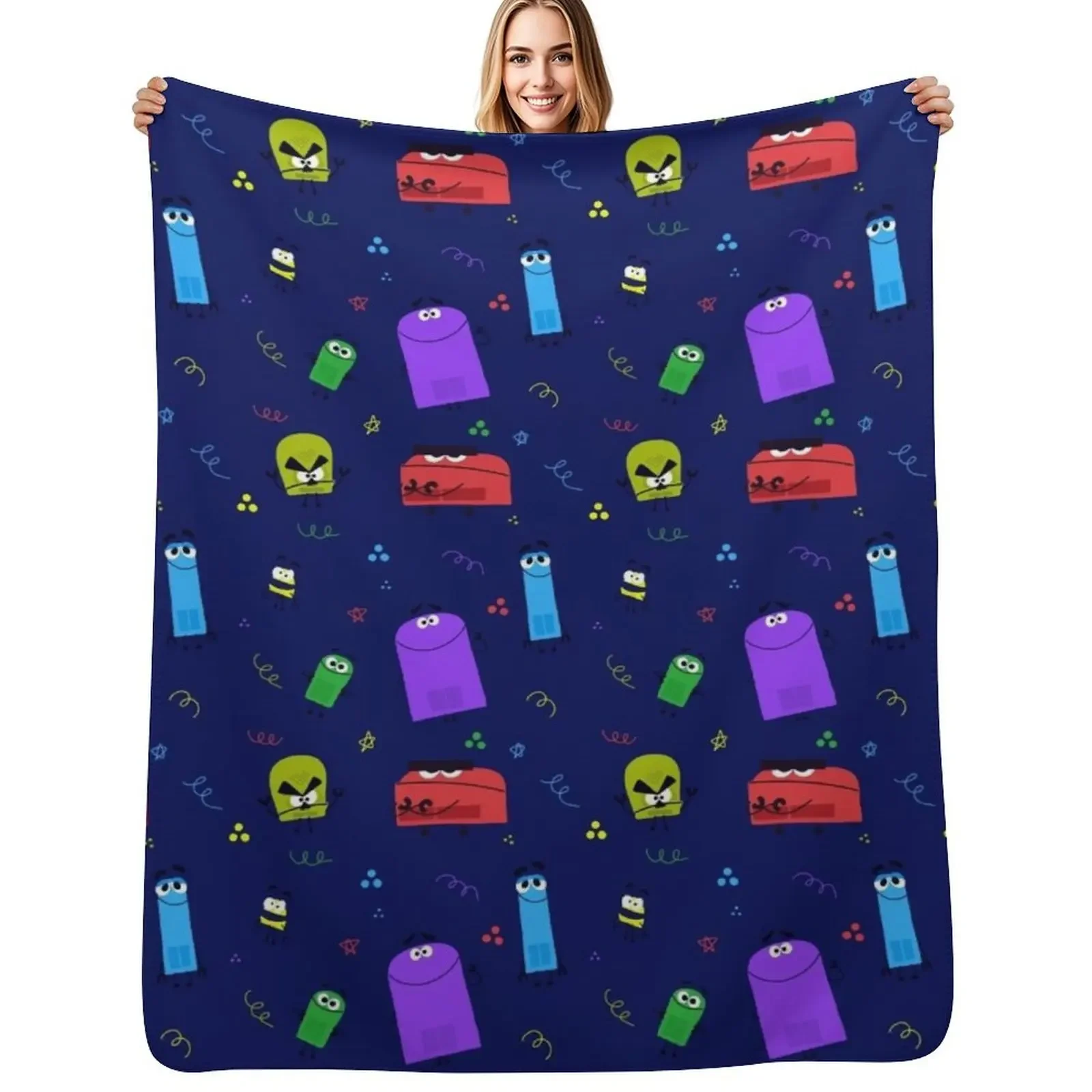 

Storybots- netflix pattern Throw Blanket Decorative Throw anime Designers Blanket