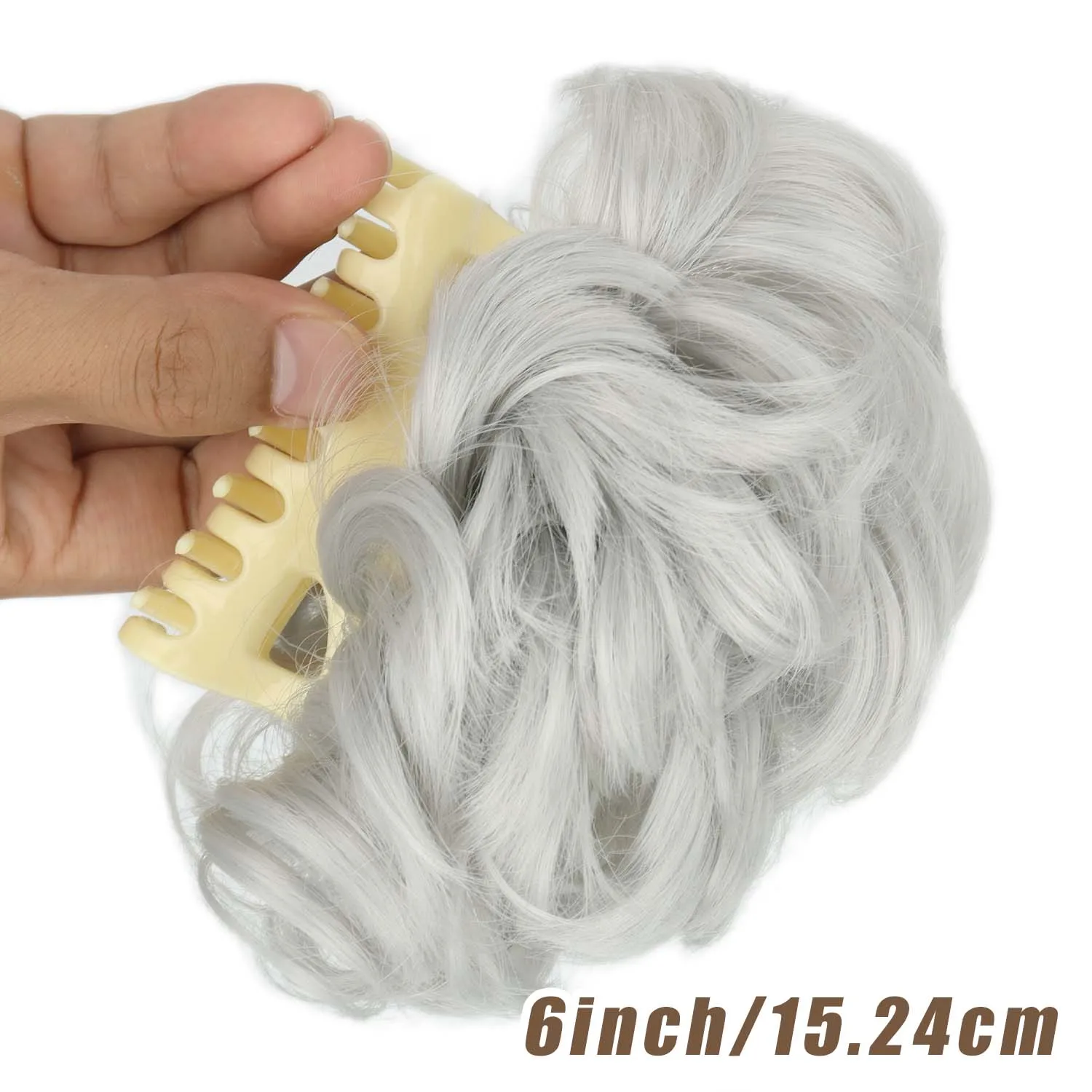 Claw Clip Messy Bun Hair Piece - Real Human Hair Wavy Curly Chignon Hair Claw Clip Messy Bun Hair Piece Wavy Curly Hair Bun Clip in  main image 3