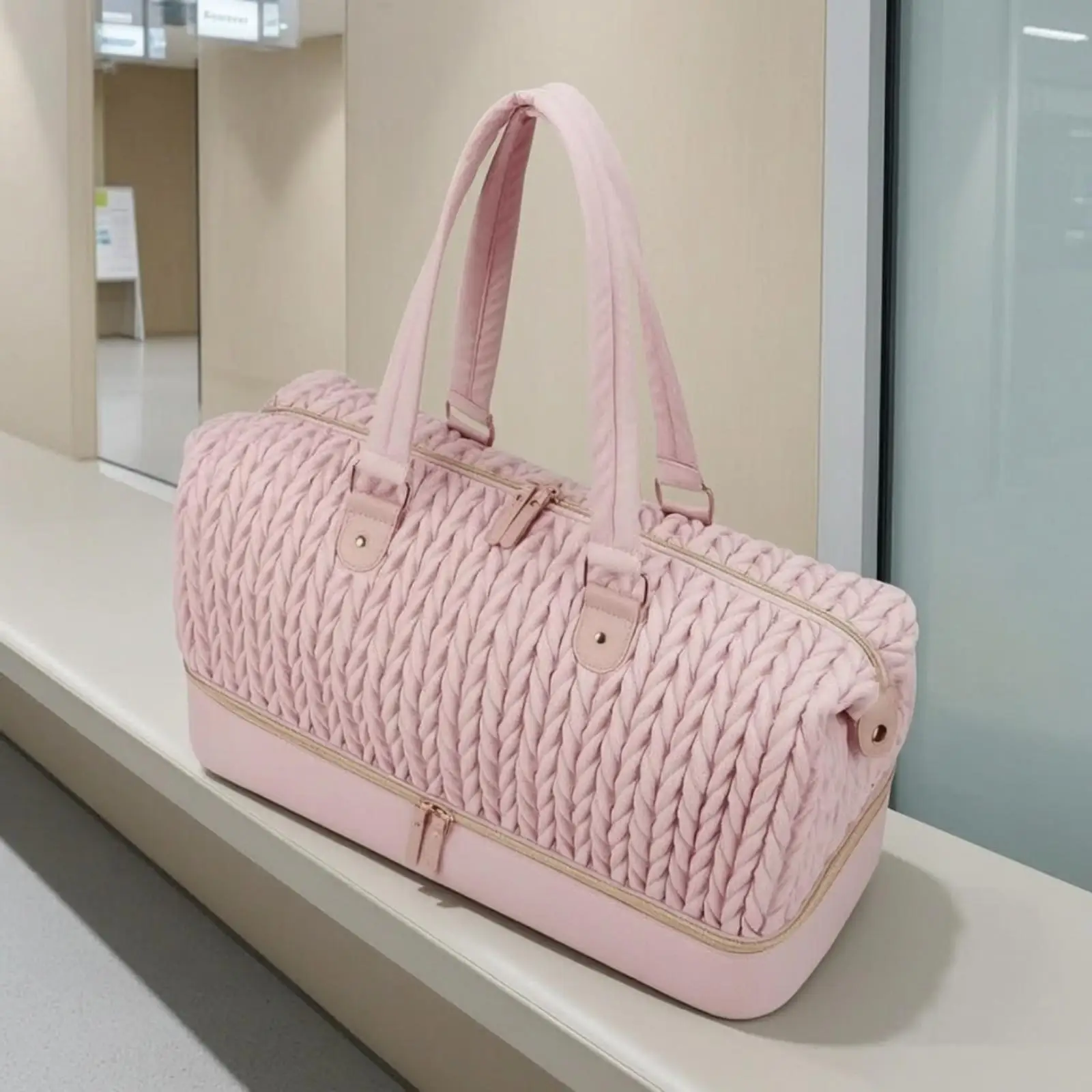 quilted-maternity-diaper-carrier-double-layer-baby-bag-with-separate-shoe-compartment-for-newborn-essentials-and-mummy-outing