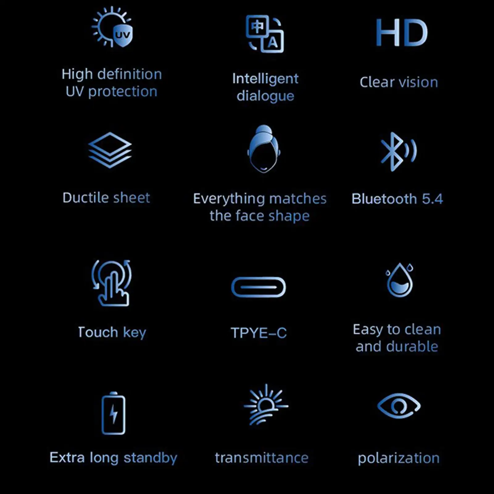 نظارات الصوت الذكية للنساء النظارات الذكية اللاسلكية مشغل الصوت النظارات الشمسية لعشاق الموسيقى والمسافرين
