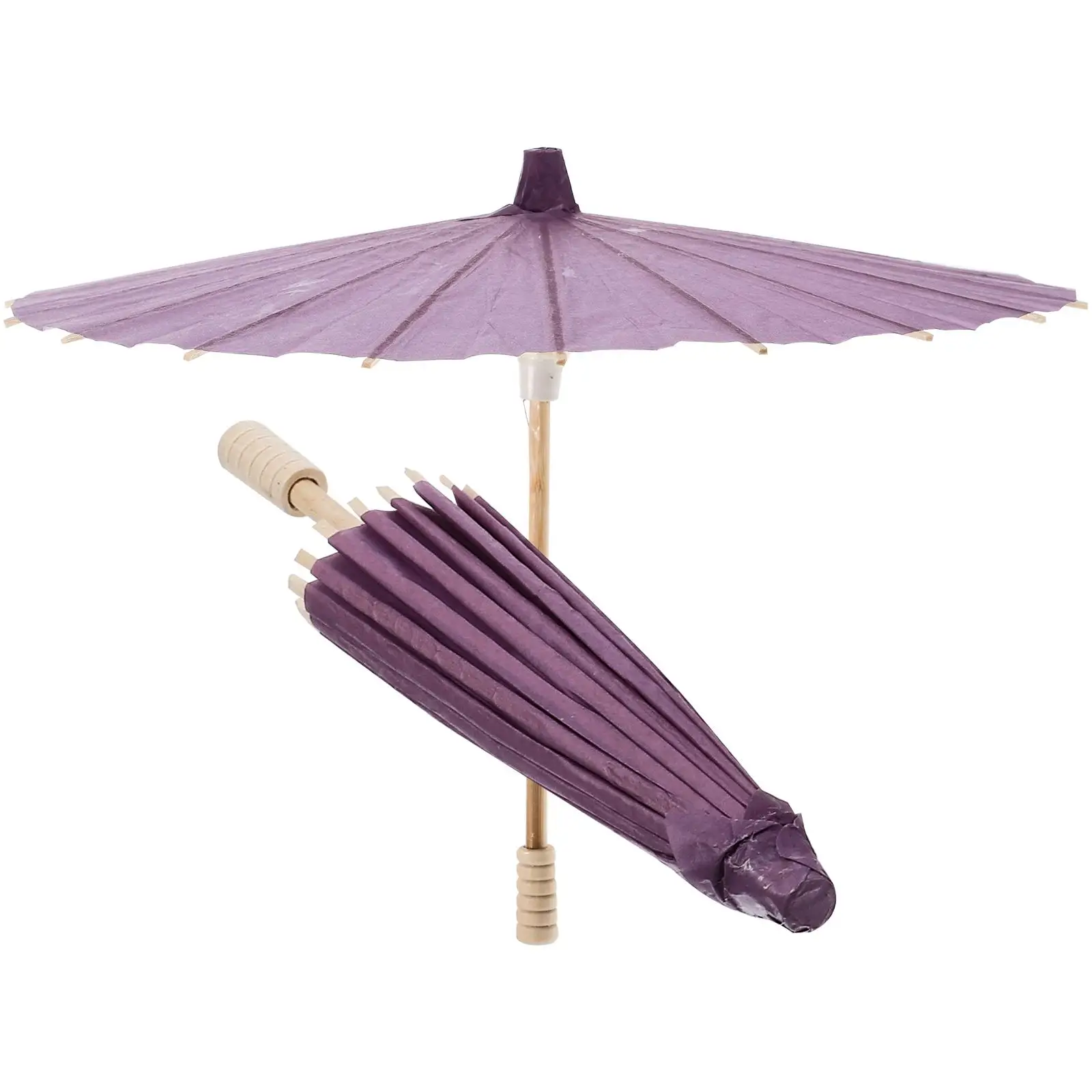 

2 Pcs Oiled Paper Umbrella 30cm Purple Waterproof Wood Funny Diy Umbrellas Handle DIY Decorations Home Crafts Gifts