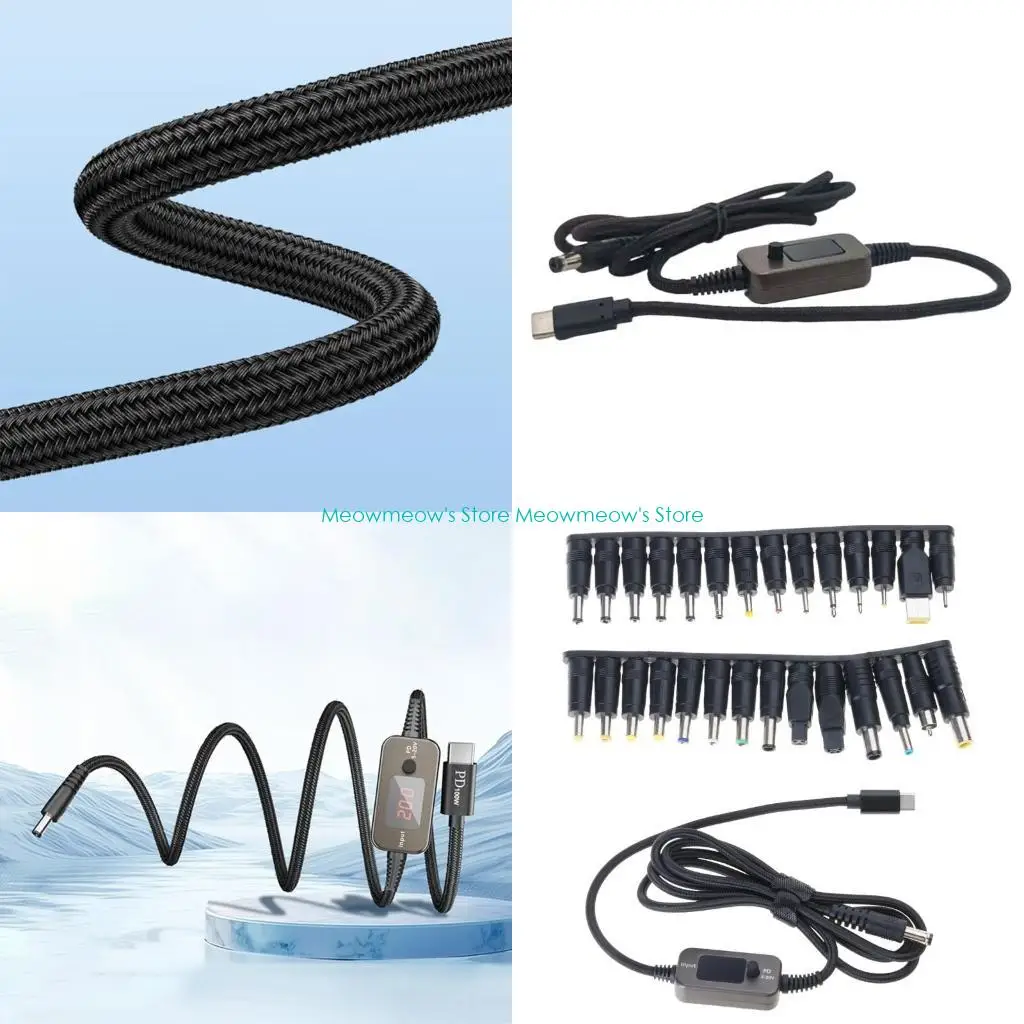 

W91A 28 In 1 USB C DC5525 Extension Cable Type C To 5.5x2.5mm Charging Cable 5V-20V