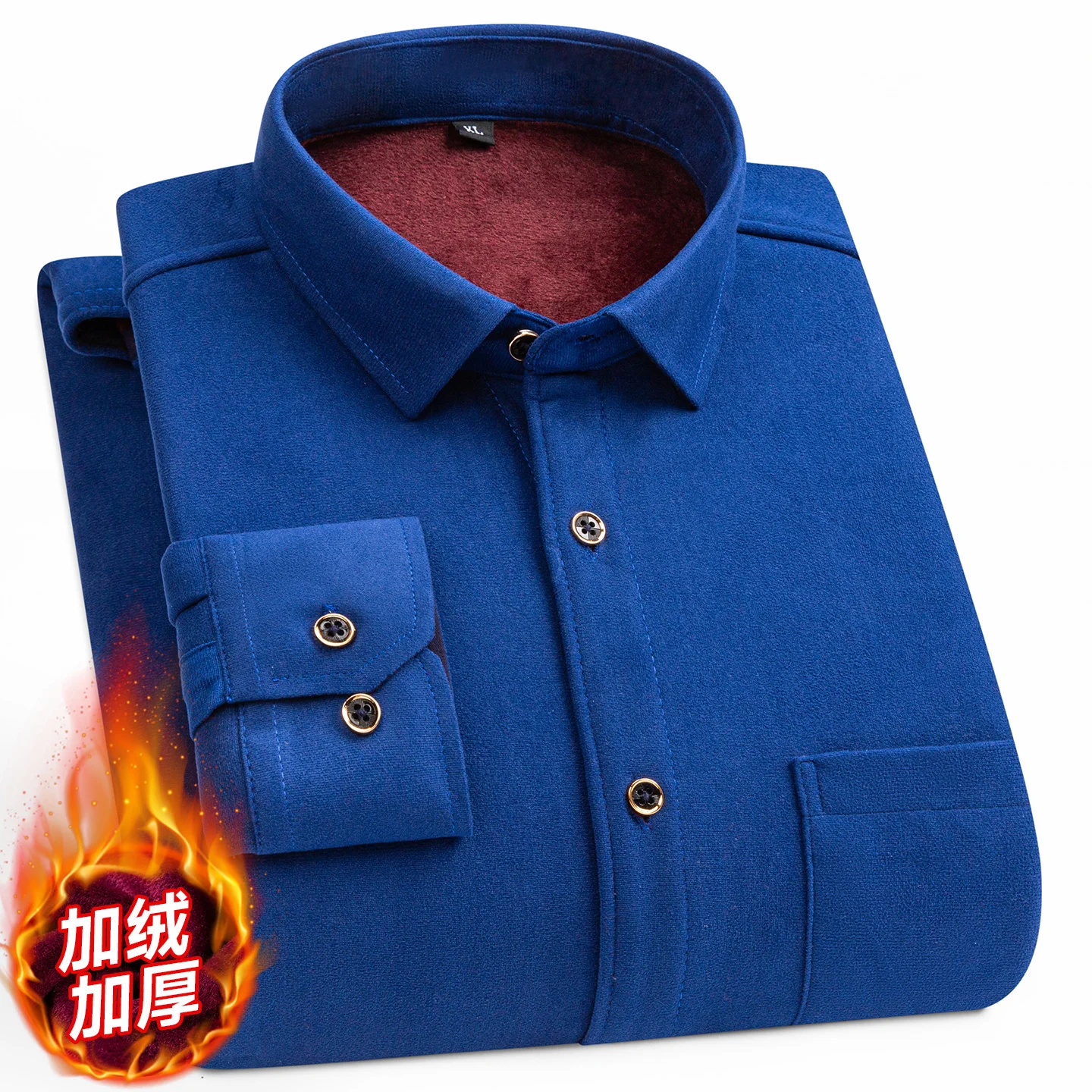 2025 سميكة الفانيلا قميص رجالي كم طويل منقوشة شريط الصوف مزدوجة الوجهين الأعمال عادية سليم رجل الملابس زائد 8XL 7XL #4