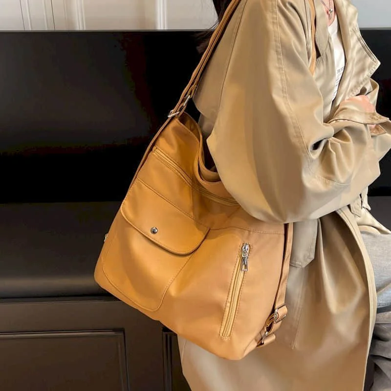 

Холщовые сумки, универсальные многоразовые водонепроницаемые сумки 2025 года, повседневные однотонные студенческие рюкзаки большой емкости в японском стиле для женщин