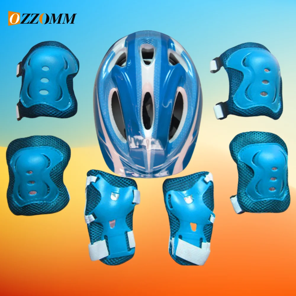 7Pcs/Set Roller Skating Kids Boy Girl Safety Helmet Knee Elbow Pad Sets Children Cycling Skate Helmet Protection Safety Guard