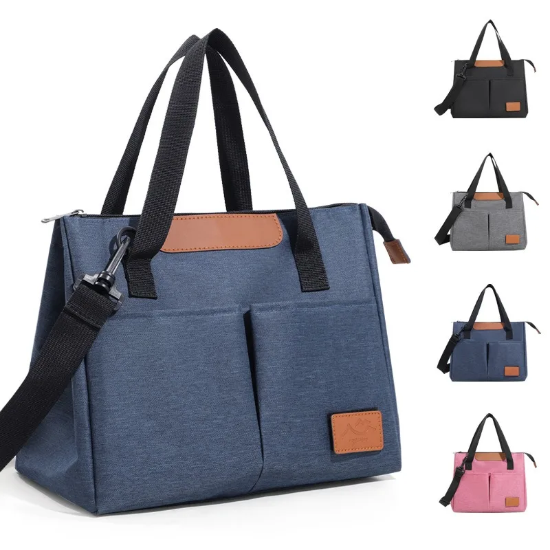 حقيبة يد للعمل على صندوق الغداء، - مع عزل من رقائق الألومنيوم من الداخل، - مع سحاب، - سعة كبيرة ويمكن تتدلى بشكل قطري