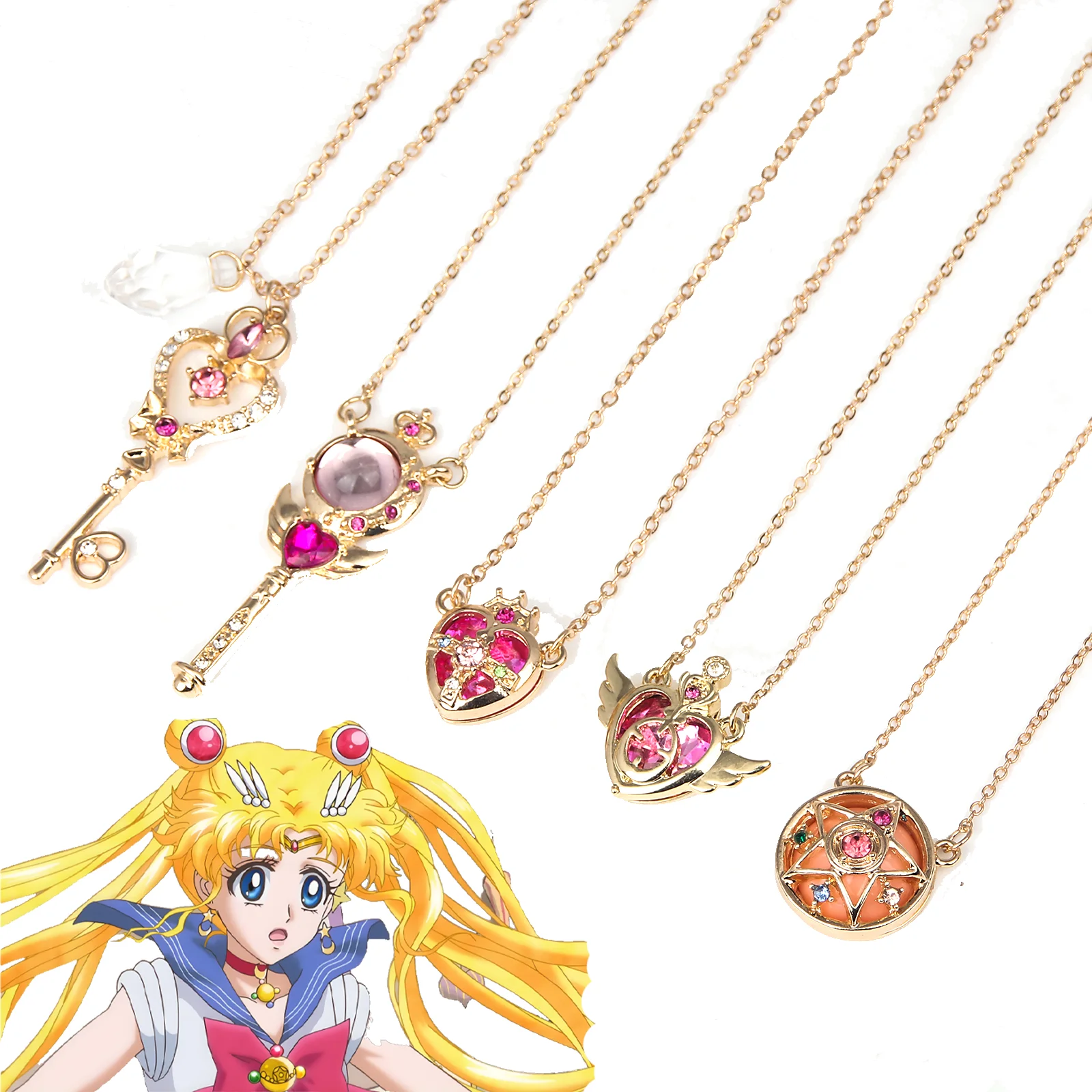 Anime SAILOR MOON Necklace Tsukino Usagi Magical Girl Transformation Cartoon Necklace Cosplay Fan Gift Men Women Bag Jewelry