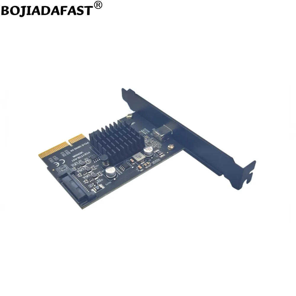 20Gbps USB 3.2 Type-C Port To PCI Express X4 PCI-E 4X Expansion Riser Card ASM3242 With SATA 15PIN Power Connector