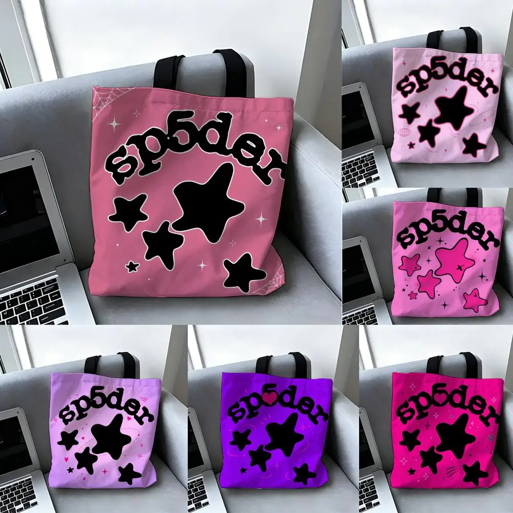 Fashion S-sp5der Spider Storage Bags Double-Sided Print Canvas Tote Bag Beautiful Large Capacity Women's Shoulder Handbag