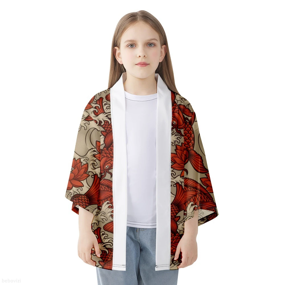 Fashion Fish Lotus Flower Print Haori Shirts Streetwear Harajuku Men Women Cardigan Tops Beach Yukata Japanese Kimono Plus Size
