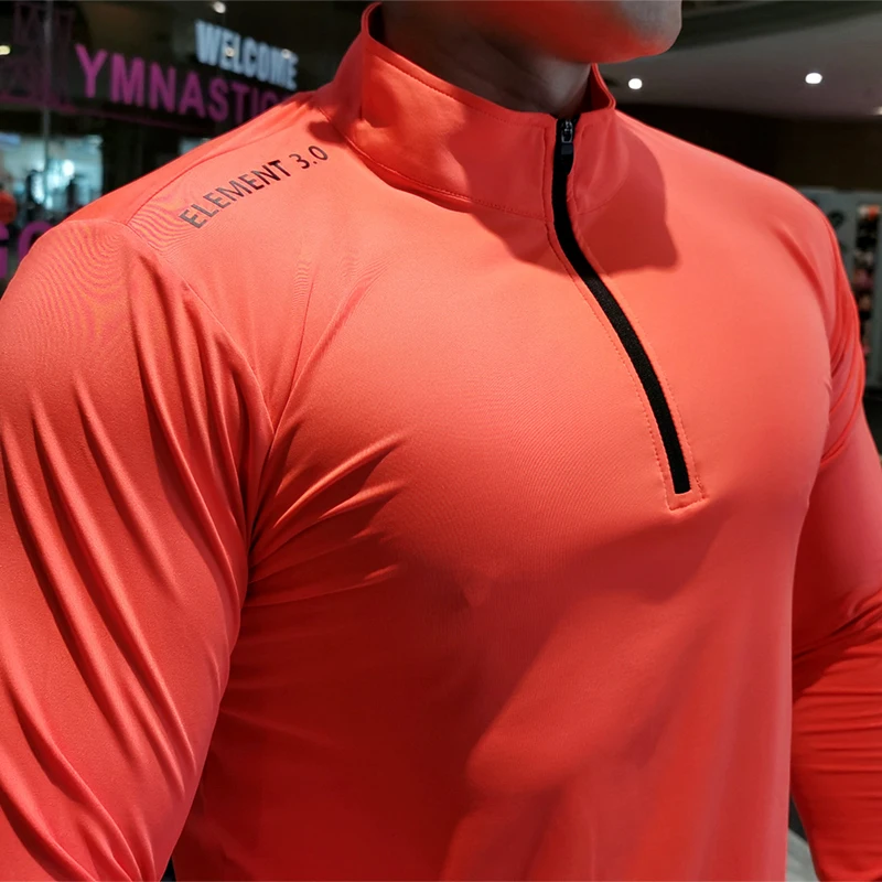 New 2023 Autumn Winter Quick Dry Running Shirt Men T-shirt Long Sleeve Compression Shirts Gym T-shirt Fitness Sport Zipper Shirt