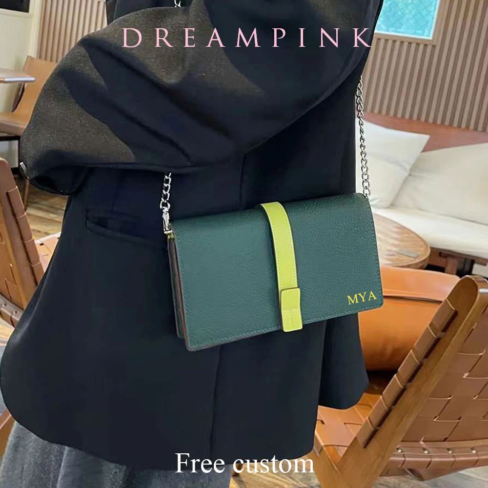 

Luxury Design Small Women Crossbody Bag Custom Initials Genuine Leather Female Clutch Purse Personalize Letter Lady Phone Wallet