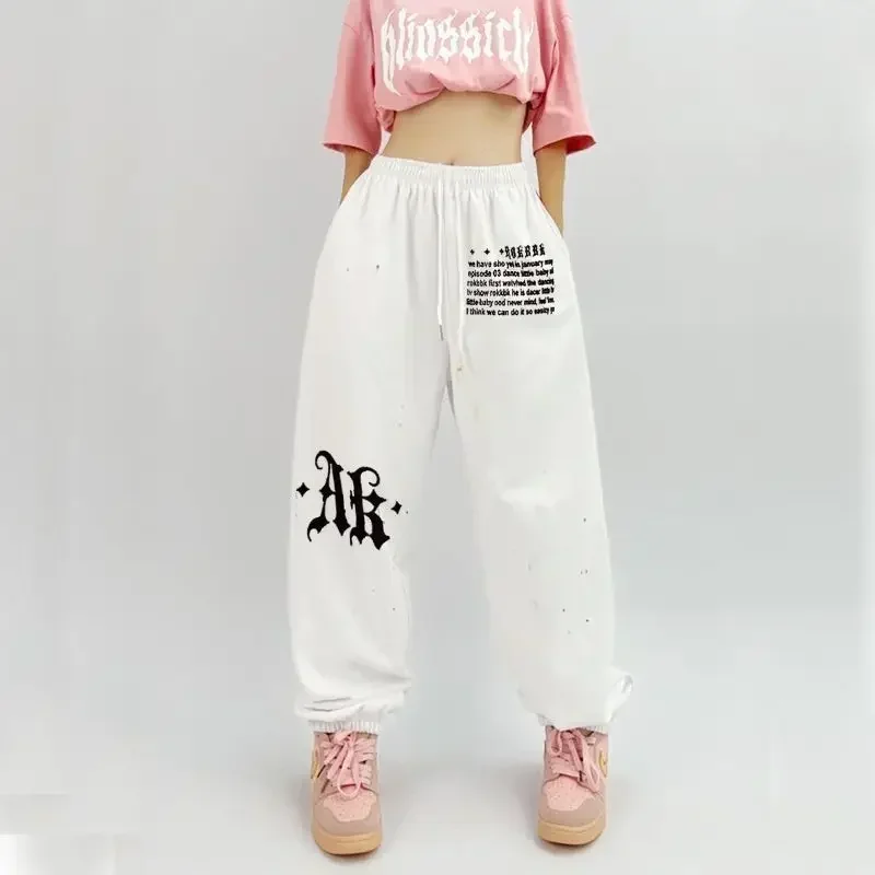 Japan Vintage Letter Print Sweatpants Women Korean Fashion Oversize Baggy Jogging Pants Y2k Trousers Gothic Streetwear