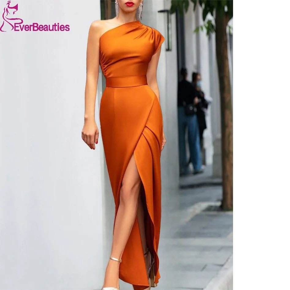 

Vestidos Para Eventos Especiales Mermaid Satin Prom Dresses Long Formal Dress Side Slit Evening Party Gowns Vestidos De Gala