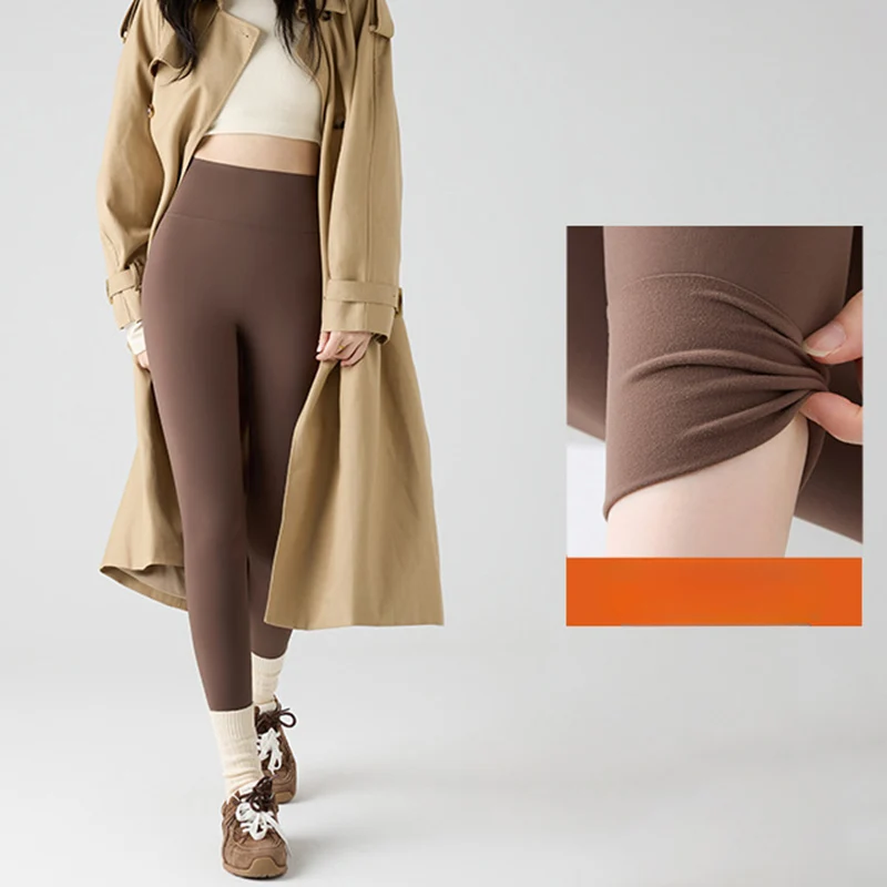 

Women's Winter Brushed Yoga Pants Solid Color Versatile Outdoor Shark Skin Leggings Woman Gym Pilates Sports Leggings Female