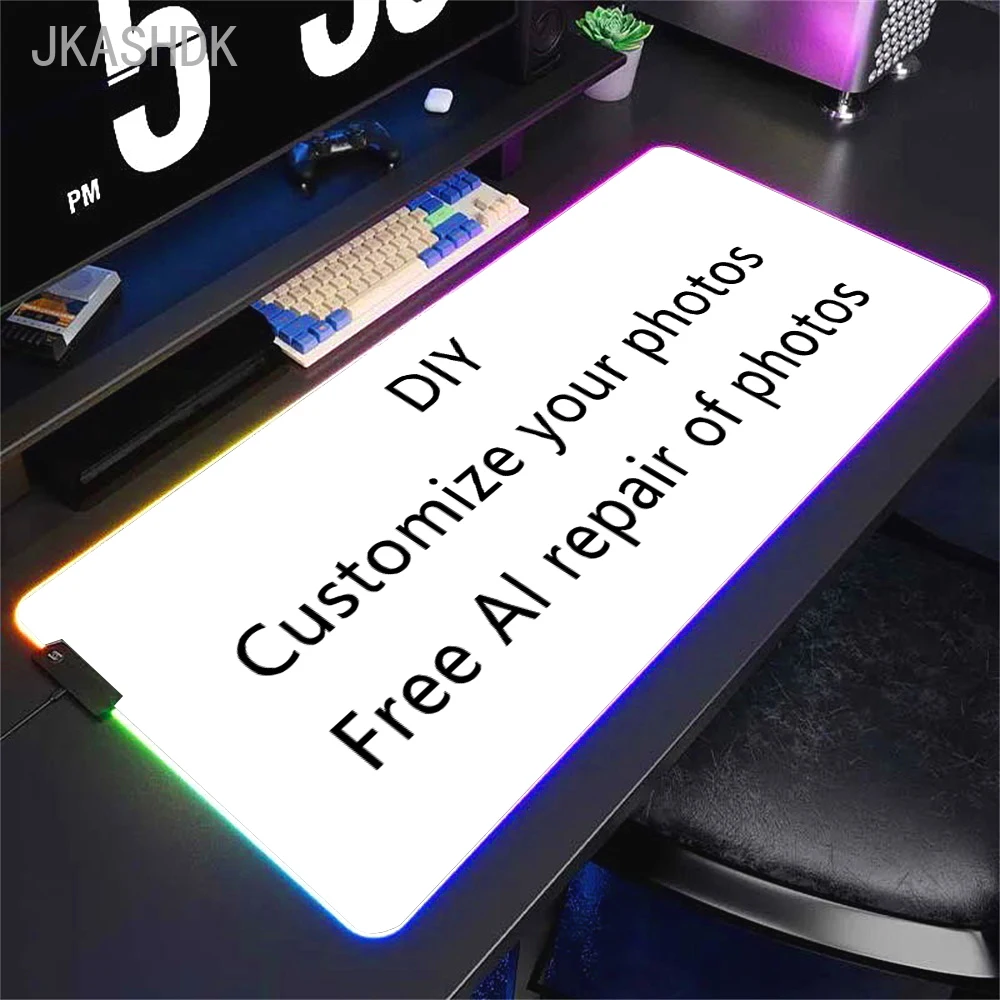 

RGB Custom Mouse Pad DIY Deskmat Large Black Gamer Accessories LED Light MousePads XL Gaming PC Computer Carpet with Backlit Diy
