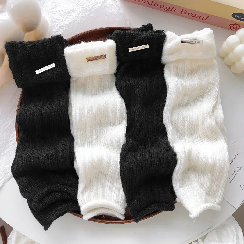 Damen Gestrickte Lolita Beinwärmer Lange Socken Lolita Herbst Winter Wolle Fußbedeckung Armwärmer Y2K Crochet Heap Socken Stiefelmanschetten