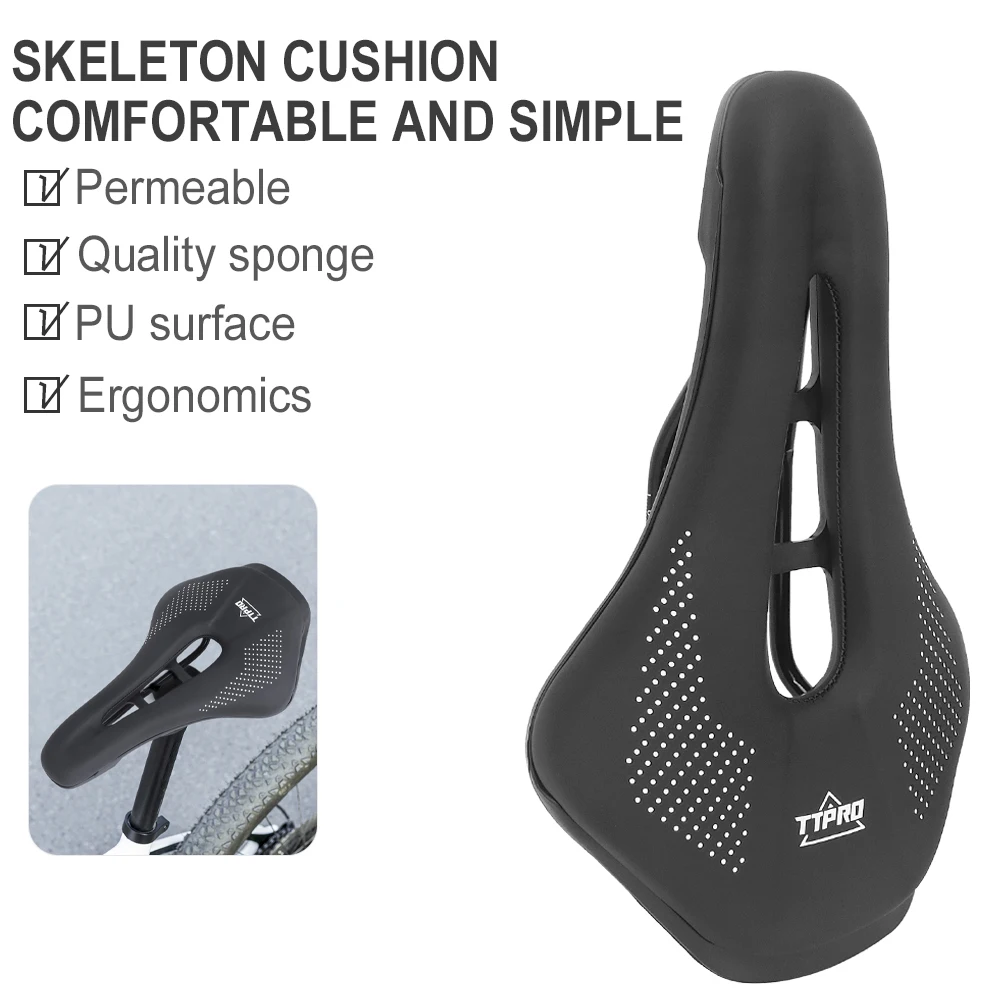 TTPRO Bicycle Saddle MTB Road Bike Seat PU Ultralight Breathable Comfortable Cushion Mountain Bike Saddle Bicycle Parts