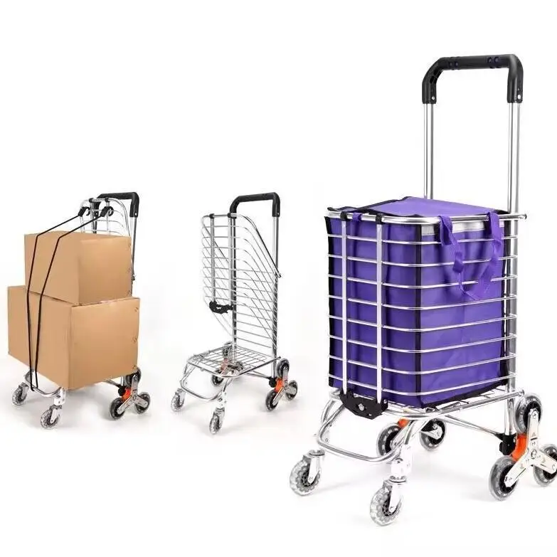 

Sturdy Portable op Cart ly Vegetable Basket Climbing Stairs Lightweight Foldable Handy Aluminum Alloy cery Cart