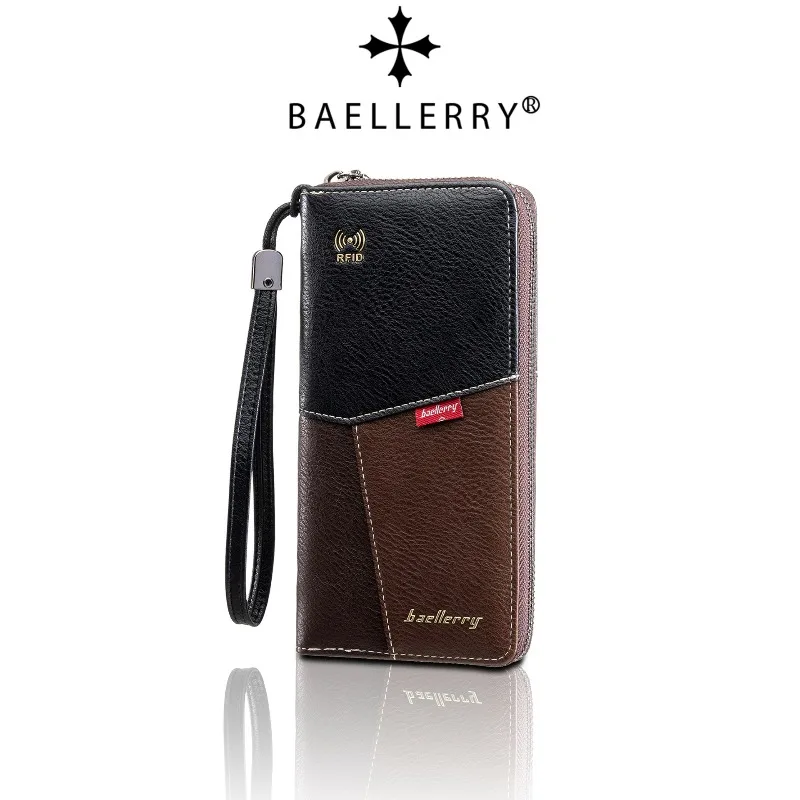 Baellerry RFID Wallet Anti-Theft Purse for Men Soft Leather Envelope Long Wallet Ultra-thin Portable Simple Hand Bag