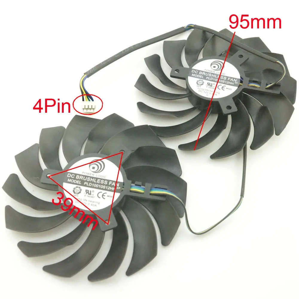 Free Shipping 2pcs/lot PLD10010S12HH DC12V 0.40A 95mm 4Pin For MSI RX590 RX580 RX570 8GB ARMOR OC Graphics Card Fan