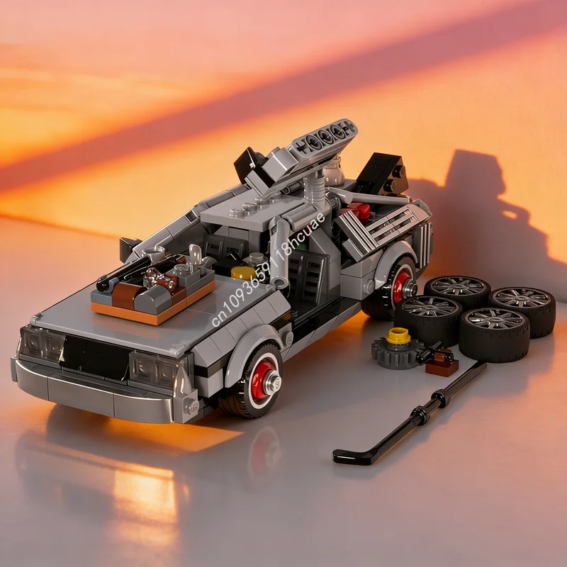 

470 деталей, конструктор MOC «Городские чемпионы», модель DeLorean DMC из фильма «Назад в будущее», строительные блоки, рождественский подарок, игрушка для детей