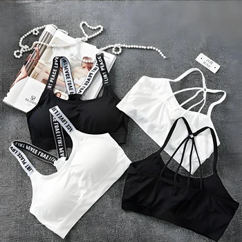 תחתוני ספורט לנשים יוגה כושר חתיכה רחבה עם רצועות אותיות נוח...