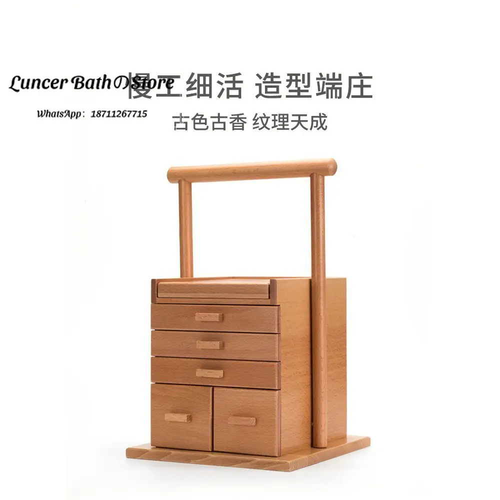 Hongyitang Solid Wood Retro Jewelry Box, Chinese Dresser Storage Case for Necklaces, Bracelets & Watches