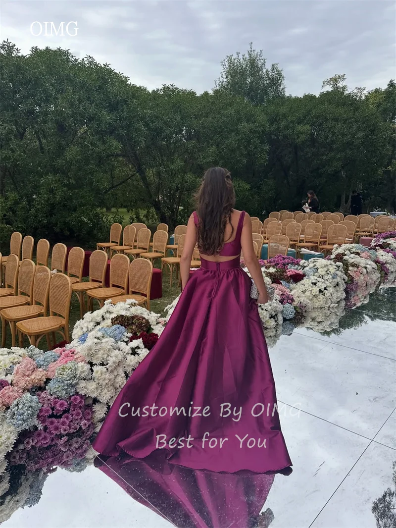 OIMG Purple Wide Strap A Line Prom Gowns Backless Formal Party Gown Floor Length Evening Dress vestidos de gala Customized image 2
