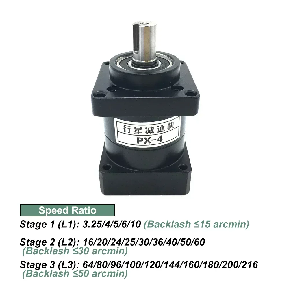 60mm Flange Planetary Gearbox 8/14mm Input 3.25-200:1 Ratio Reducer for  60mm Flange Brushless Servo Motor Nema 24 - view 3