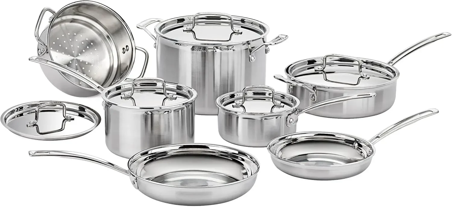 12 Piece Cookware Set, MultiClad Pro Triple Ply, Silver