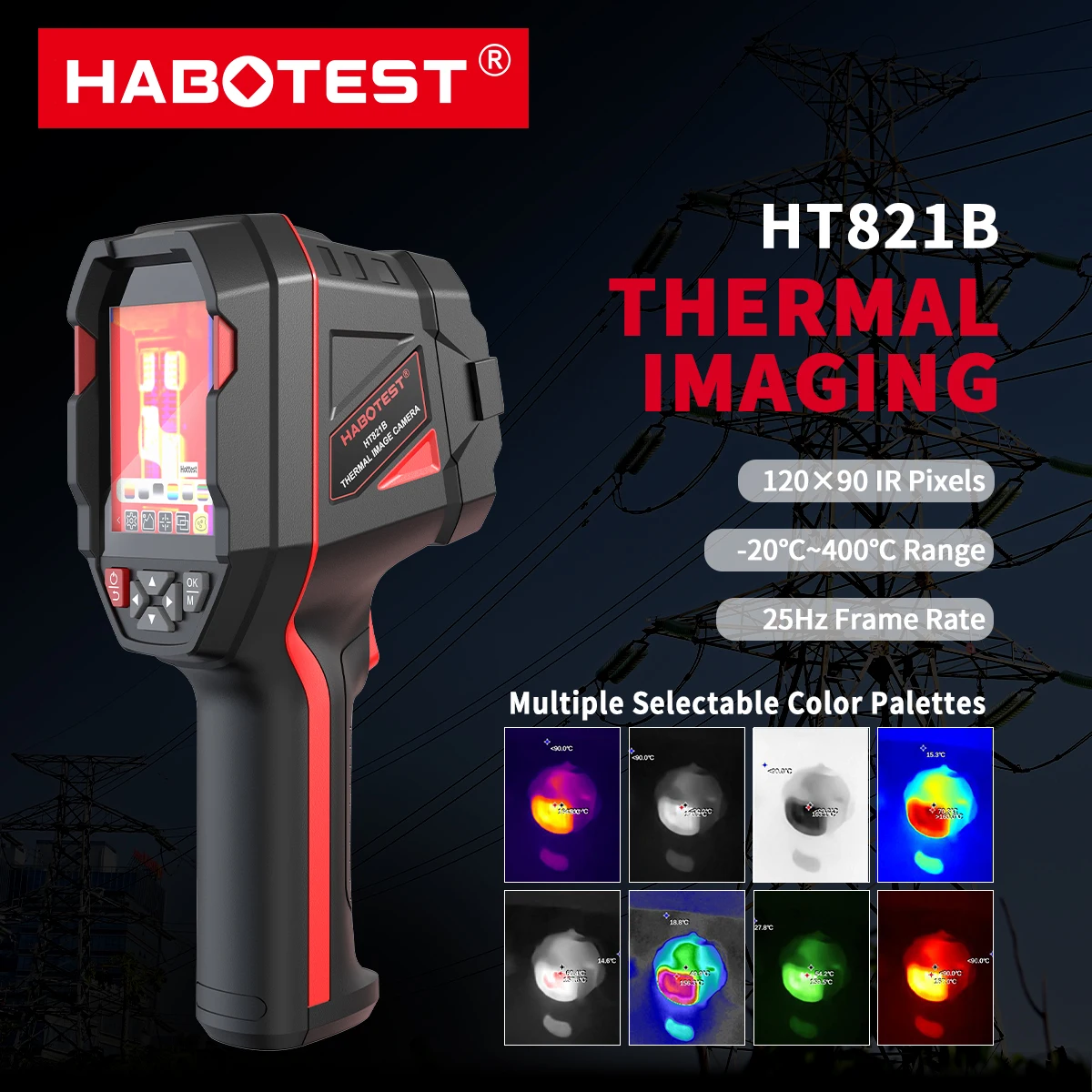 

HABOTEST HT821B 120x90 Infrared Thermal Imager PCB Circuit Industrial Testing Floor Heating Testing Temperature Thermal Camera