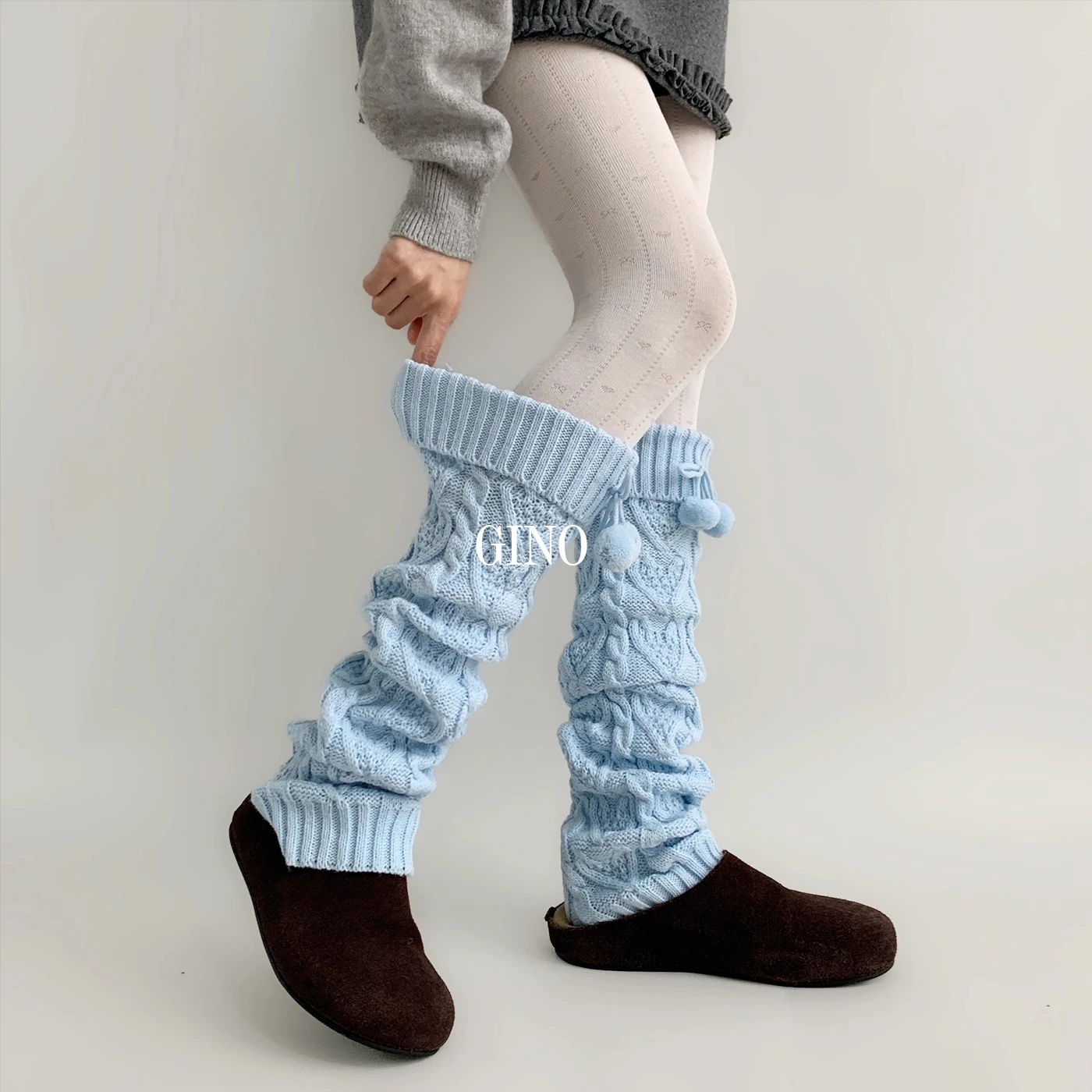 

Зимние женские вязаные гетры с комочками волос, милая модель, шерстяные длинные носки в комплекте, Лолита Jk, милая юбка, аксессуар, носки с рукавами