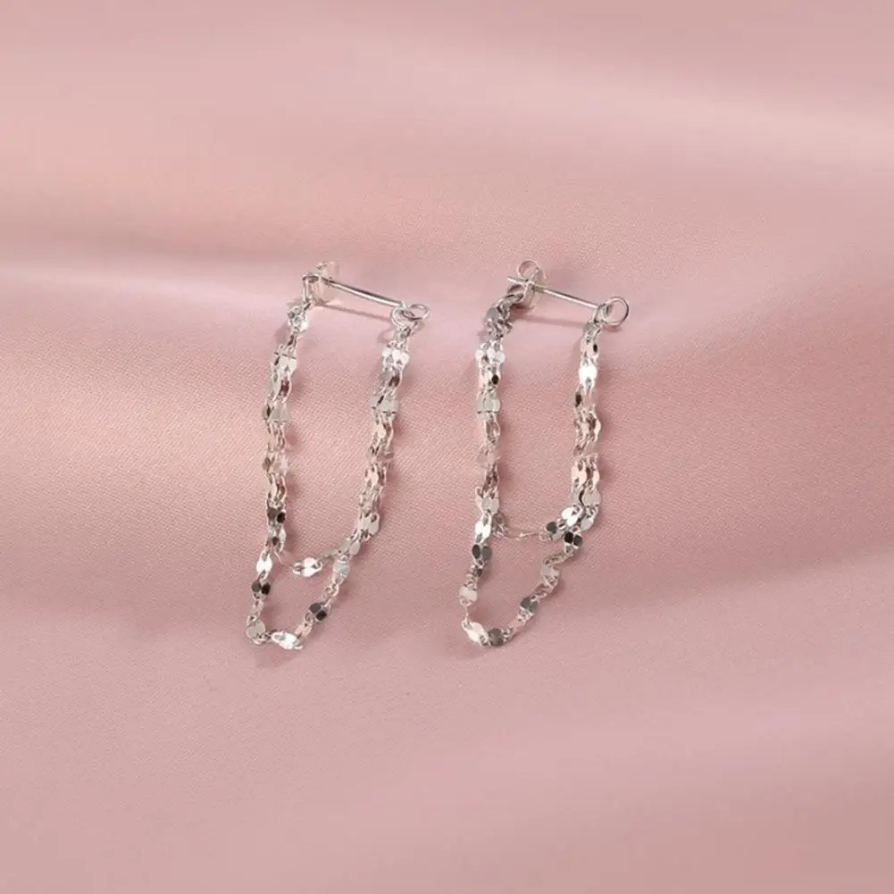 Dubbele kettingen lange kwast oorbellen voor vrouwen Koreaanse roestvrijstalen zirkoon hangende oorbel piercing sieraden