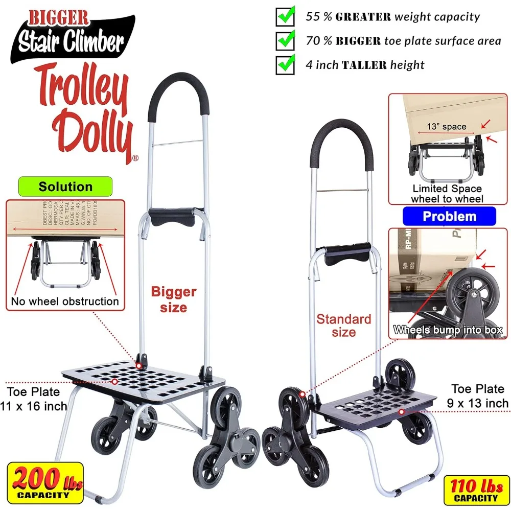 Składany wózek schodowy z 6 kołami, lekki wózek na zakupy do mieszkania i na zakupy.