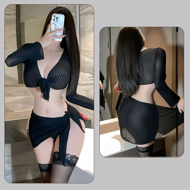 

Sexy lingerie Swimsuit women's bikini three-point split skirt hollowed out seductive pajamas sexy tоy xxl sexy tоy men 2024 xxx