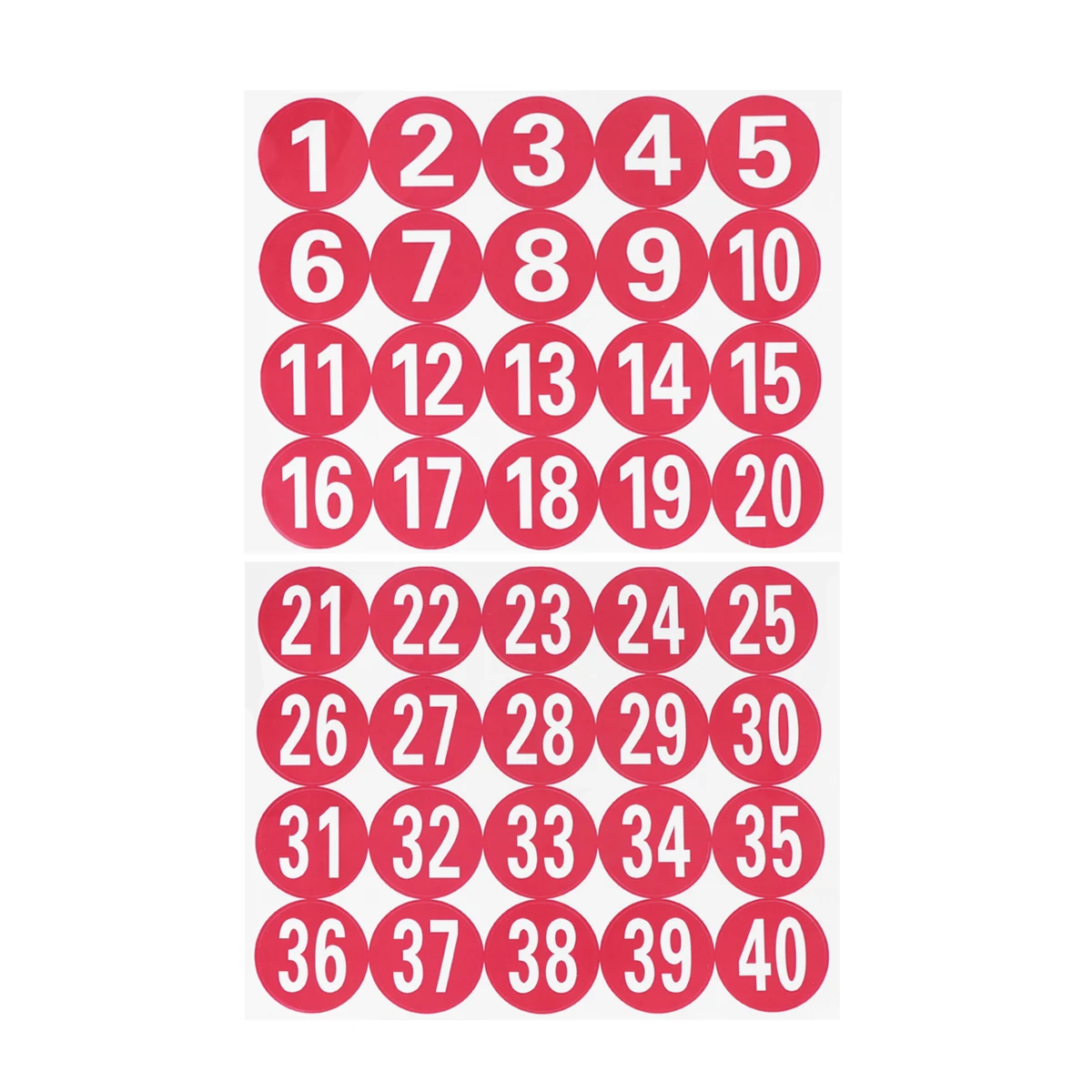 

40 Pcs Number Stickers Self Adhesive Red Sticky Decorative 1 40 Decals Round Bags Candy Box Gift Tag Marker