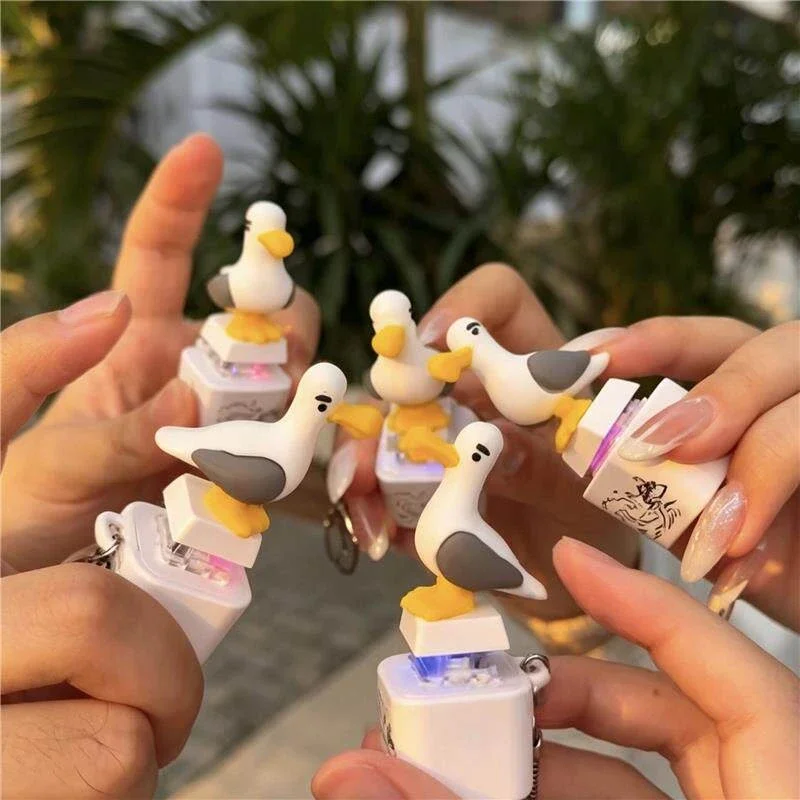 Seagull Mine Sound Light Button Keychain Unique Cute Sensory Toy Anti anxiety Relaxing Press Light Up Premium Present For Adults