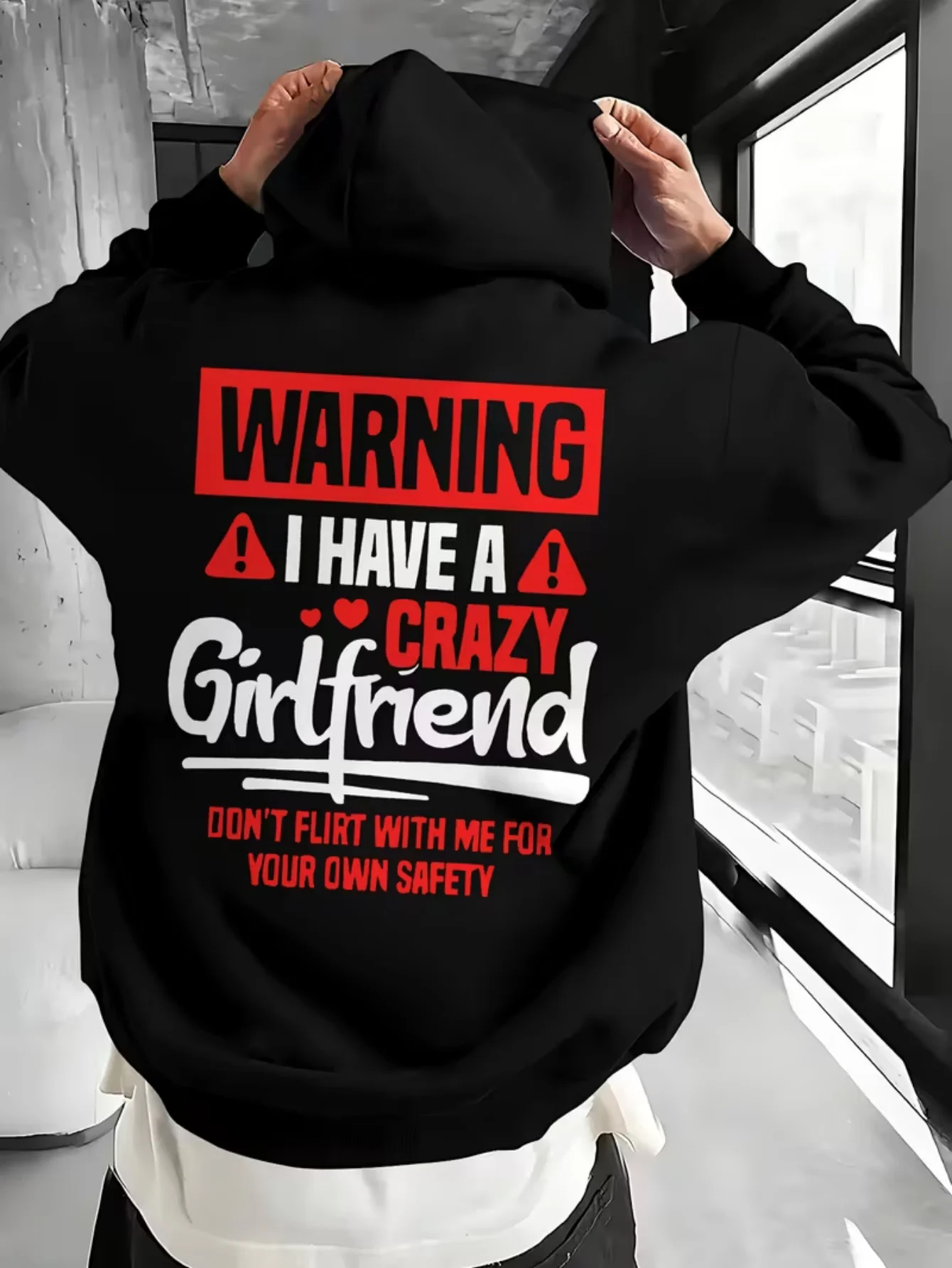 A Warning About a Quirky Girlfriend Printed Premium Hoodies Mens Spring Autumn Winter Long Sleeve Coats Fashion Casual Clothing