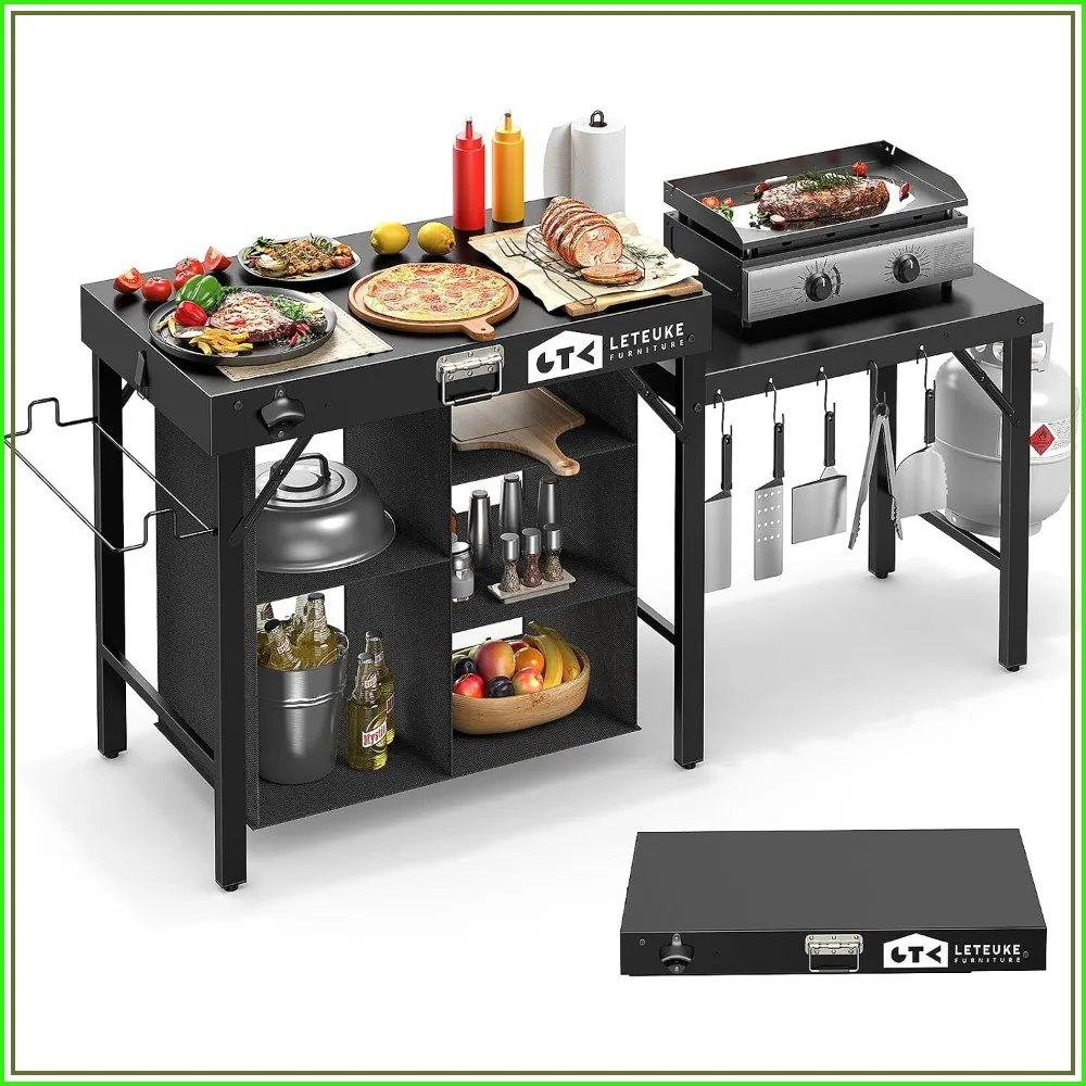 Foldable Grill Table for Blackstone Griddle Camping Portable Side Table Fits Ninja