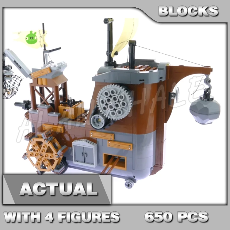 

850pss Birds Games Piggy Pirate Ship Sails Flags Crane Jetty Catapult Island 10509 Building Blocks toys Compatible With Model