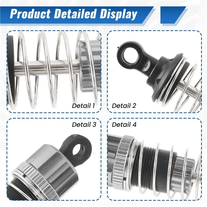 

ABXE-4Pcs Oil Metal Shock Absorber Damper For HBX 16889 16889A 16890 16890A SG1601 SG1602 1/16 RC Car Upgrade Parts