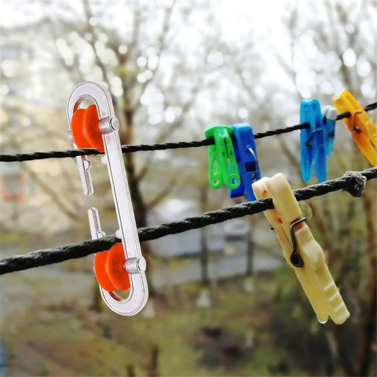 N38R_6 Pcs Clothesline Spreader, Outdoor Clothes Line Separator Pulley