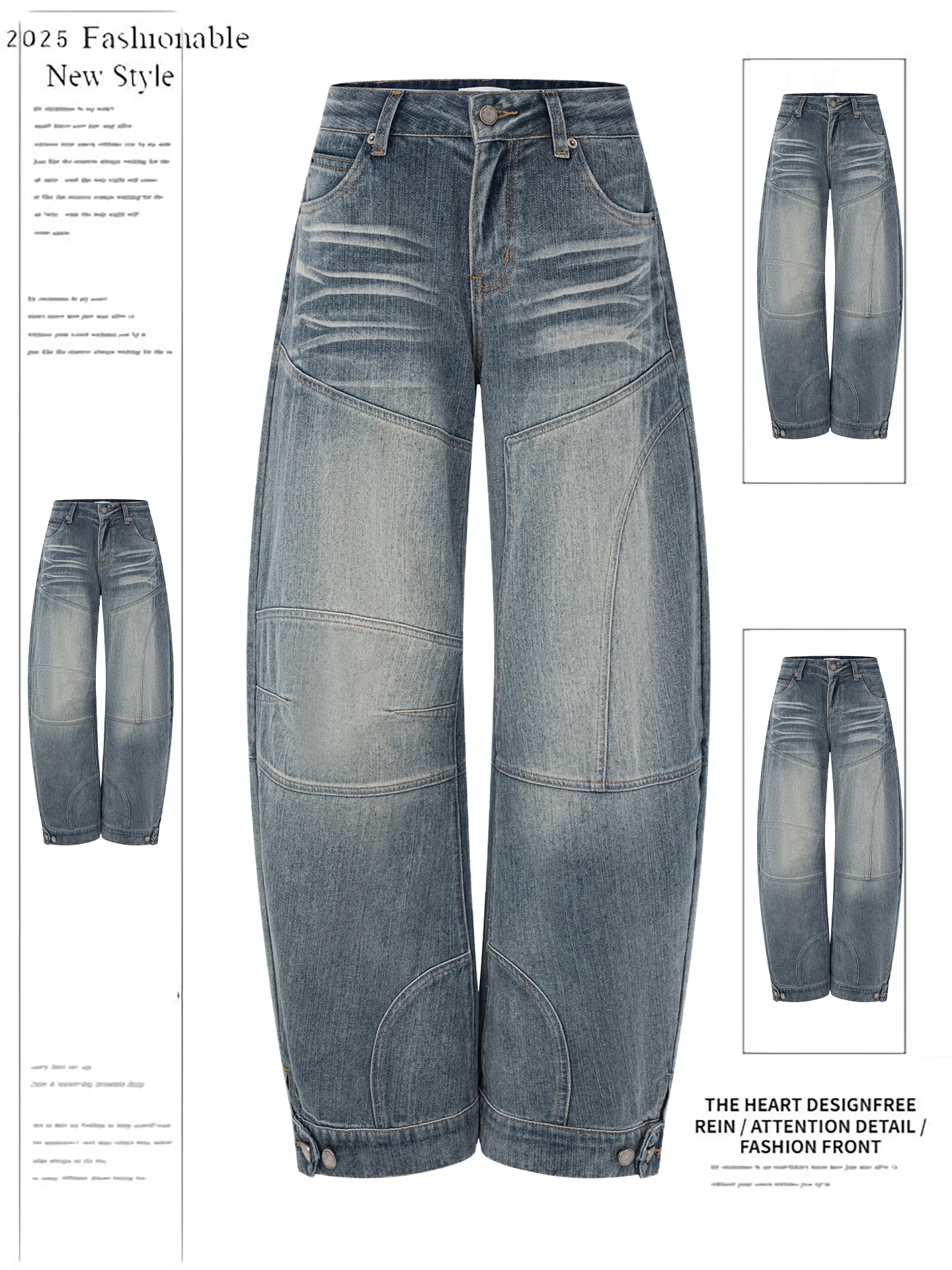 

Women's Blue Baggy Y2k Grunge Jeans Japandi Style Oversize Wide Jean Pants Vintage Harajuku Denim Trousers Alternative Clothes