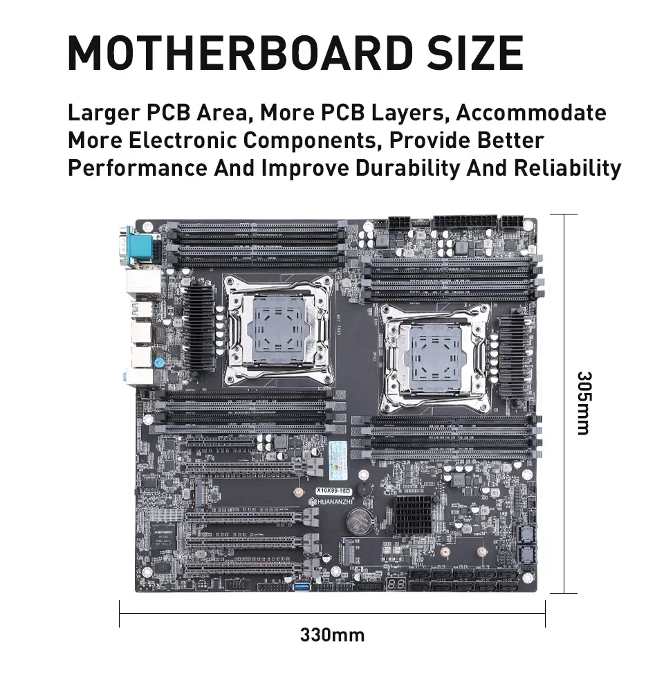 HUANANZHI X10X99 16D Dual CPU Server Motherboard Set LGA 2011-3 DDR4 ECC RAM Support NVME M.2 SATA3.0 USB3.0