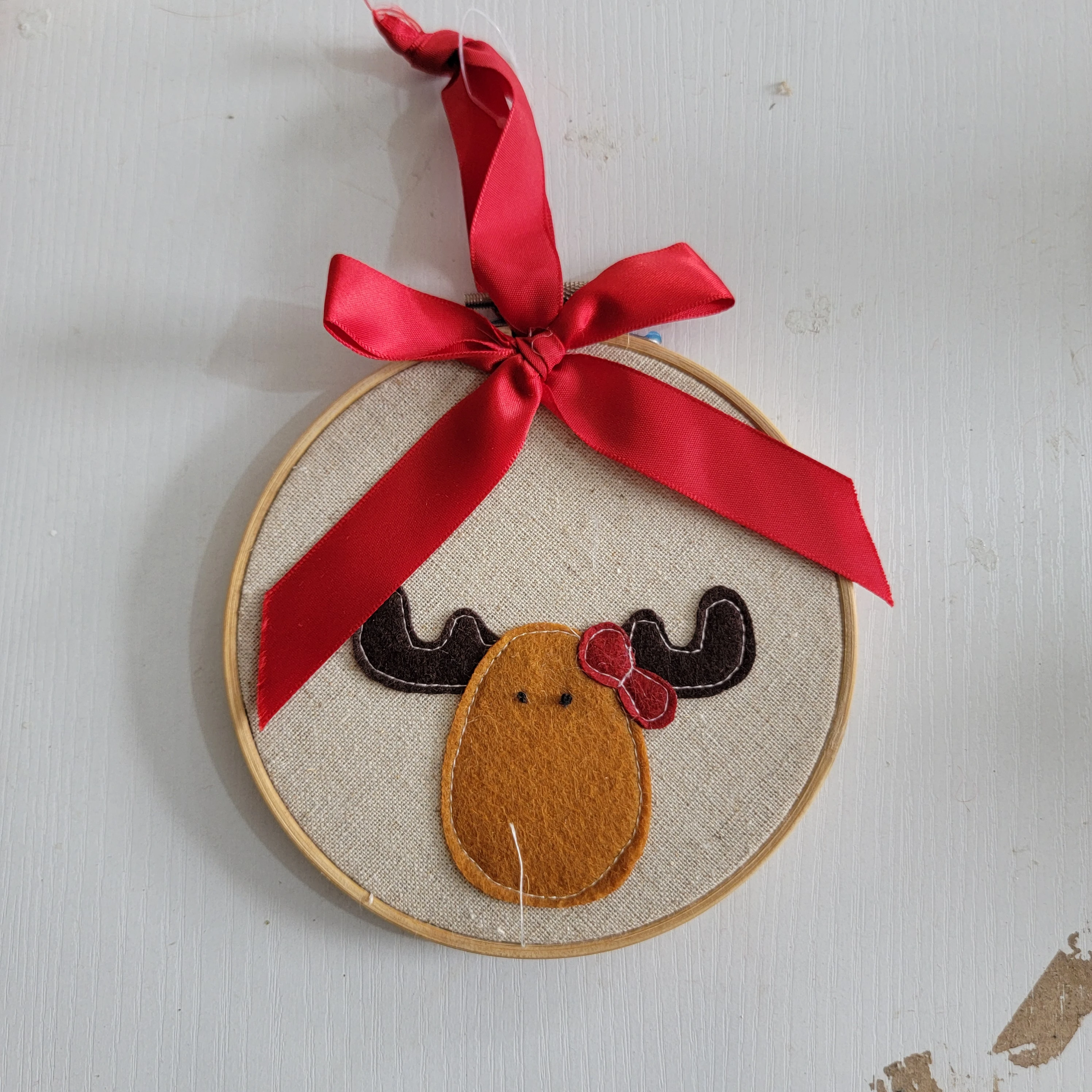 

Handmade Embroidery Christmas Ornament with Hoop Festive Decorative Embellishment Christmas Gift Item