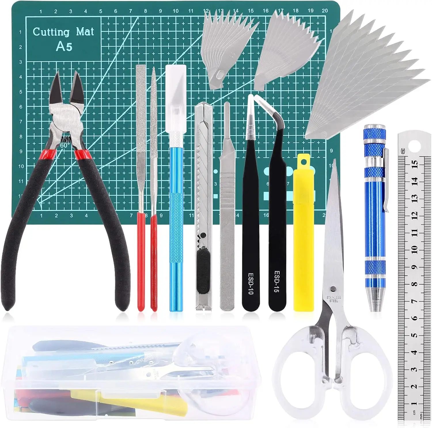 

39-Piece Model Building Tool Kit for Gundam, Cars, and Crafts - High-Quality Tools with Storage Case