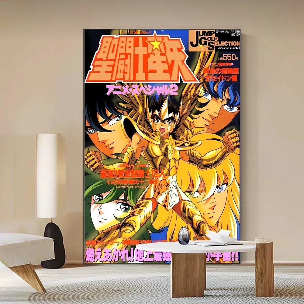 Saint Seiya Poster Self-adhesive Art Poster Retro Kraft Paper Sticker DIY Room Bar Cafe Vintage Decorative