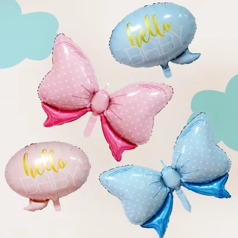 10pcs Hello Baby Bowknot Foil Helium Balloons Baby Shower Boy Girl Birthday Theme Party Decoration Balloons Kids Toys