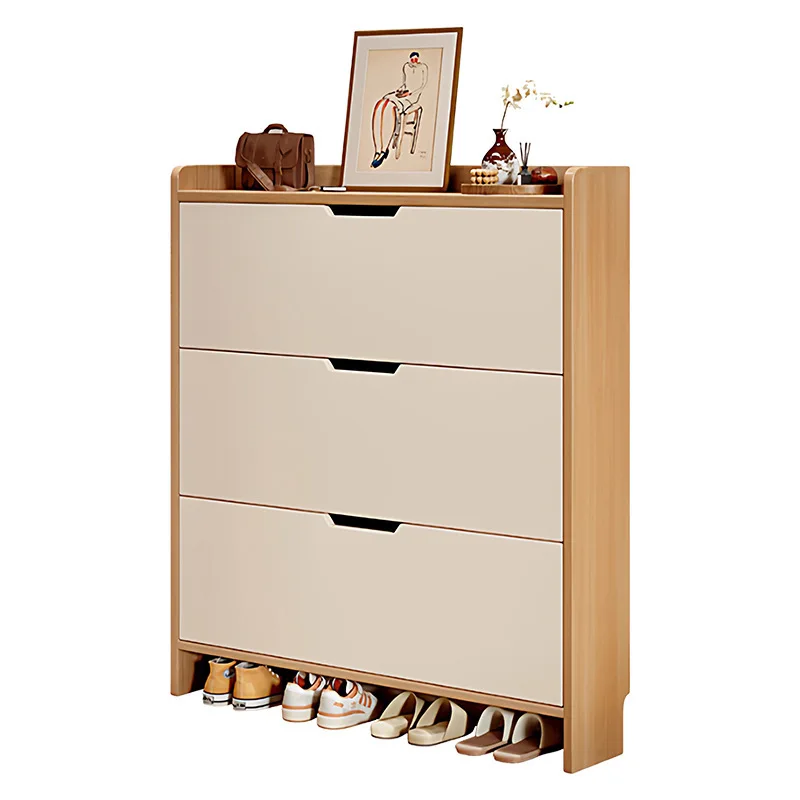 Solid Wood Ultra-Thin Flip Shoe Cabinet, Home Use, Entrance Door, Foyer Storage Cabinet, New Style Wall-Mounted Shoe Rack image 5